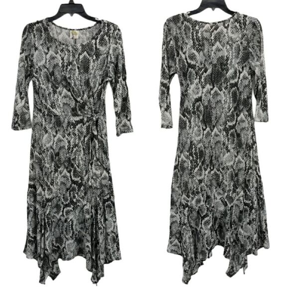 Anthro Fig & Flower Snake Knit Sheer Panelled Full Sharkbite Maxi Dress Sz L - Picture 1 of 14